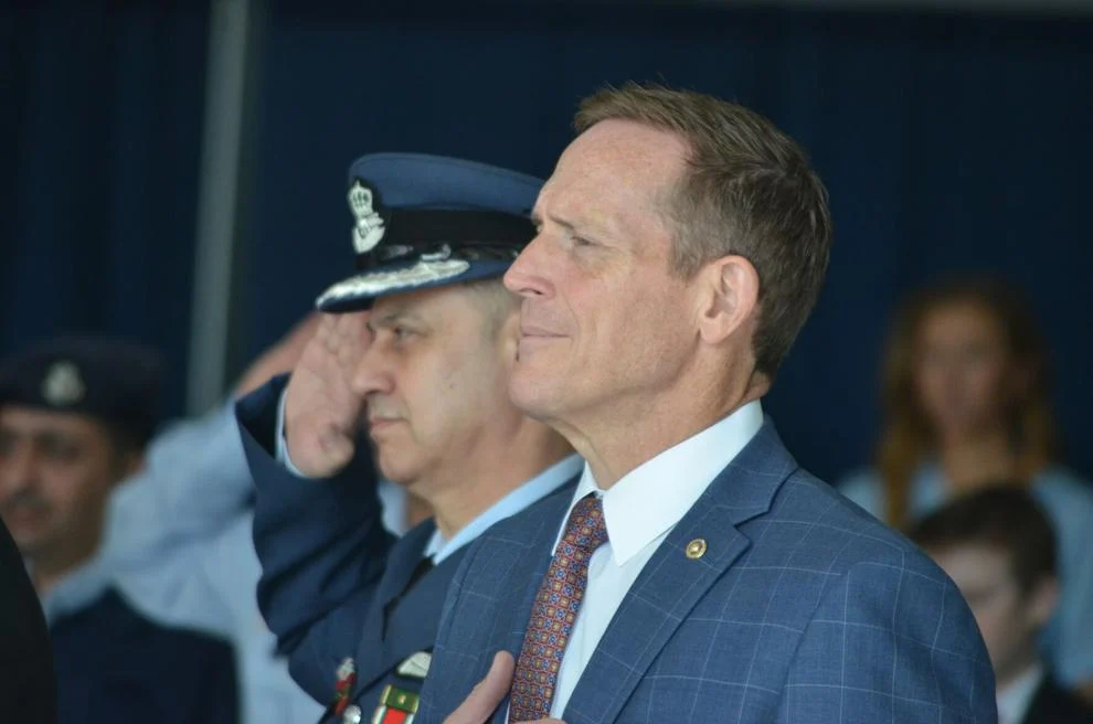 Brig. Gen. Mohammad Hiyasat and Sen. Ted Budd at the Lake Norman Airpark